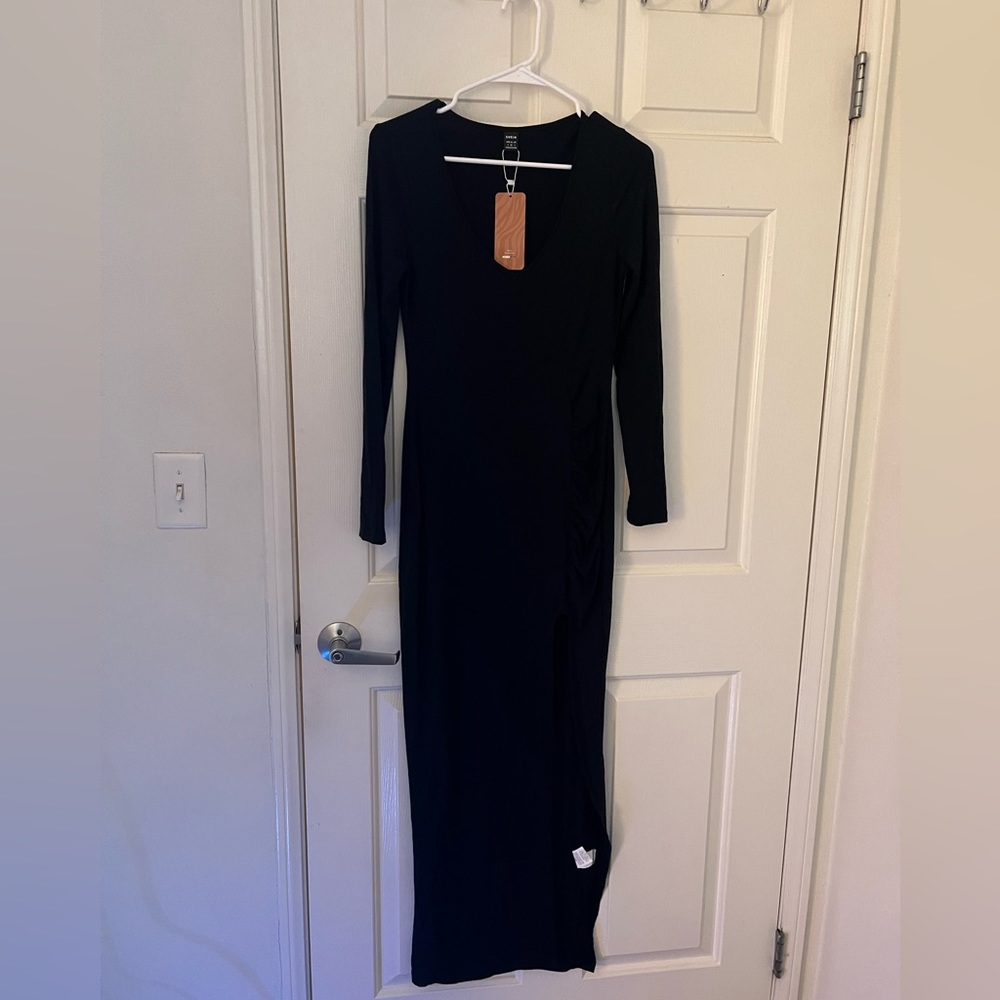 Black slit long sleeve dress from SHEIN
